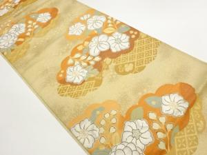 都製　雲取りに草花模様織出し袋帯